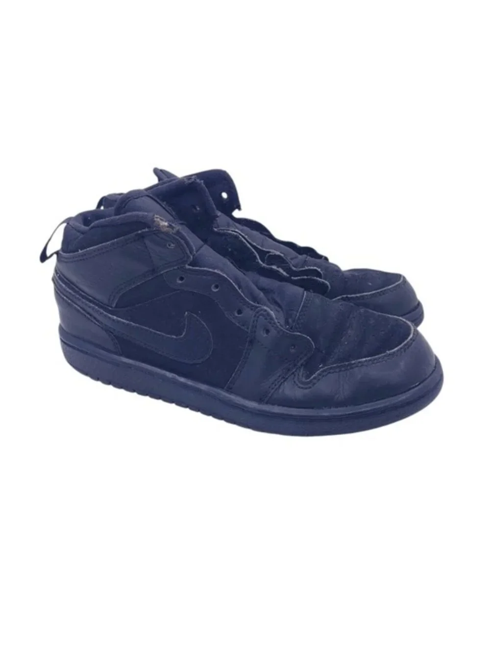 Nike Air Jordan 1 Mid Triple Black Suede & Leather Sneakers Boys Youth Size 2.5